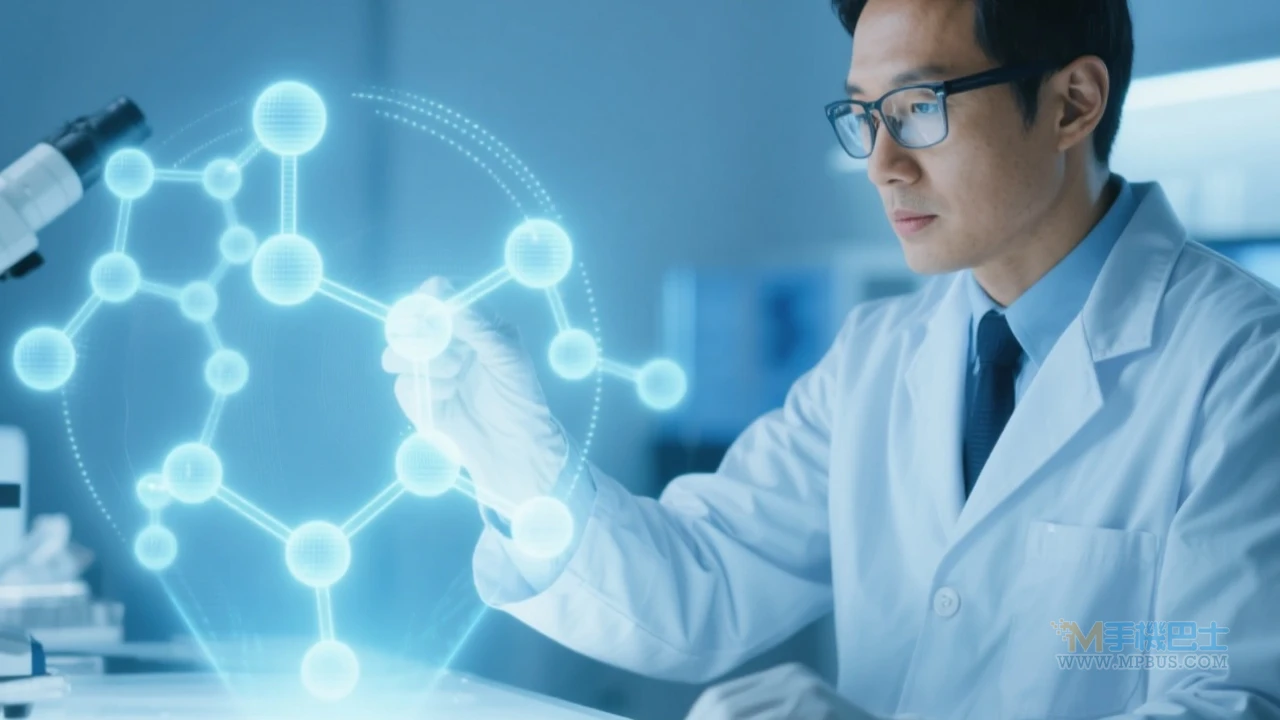 醫療人員分析分子結構示意圖